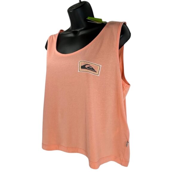 QUIKSILVER Crop Tank Top Sz L Bundle of 2 Lime Green Peach Orange Graphic Cotton - Picture 11 of 16
